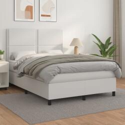 vidaXL fehér műbőr rugós ágy matraccal 140 x 200 cm (3142786)
