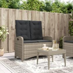 vidaXL világosszürke polyrattan dönthető kerti pad párnával (368221) - vidaxl