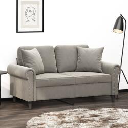 vidaXL 2 db világosszürke bársony díszpárna 40 x 40 cm (349485) - vidaxl
