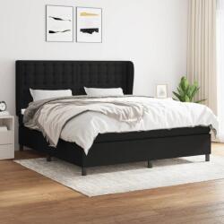 vidaXL fekete szövet rugós ágy matraccal 180 x 200 cm (3128303)