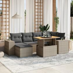vidaXL 7 részes szürke polyrattan kerti ülőgarnitúra párnákkal (3272740)