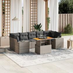 vidaXL 8 részes szürke polyrattan kerti ülőgarnitúra párnákkal (3272551)