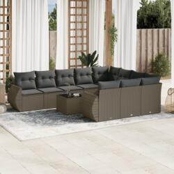 vidaXL 11 részes világosszürke polyrattan kerti ülőgarnitúra párnákkal (3254239)
