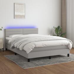 vidaXL világosszürke szövet rugós és LED-es ágy matraccal 140x200 cm (3133237)