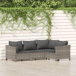 vidaXL 4 részes szürke polyrattan kerti ülőgarnitúra párnákkal (3187272)