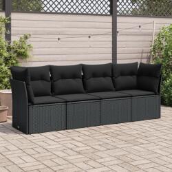 vidaXL 4 részes fekete polyrattan kerti ülőgarnitúra párnákkal (3217225)