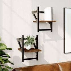 vidaXL 2 db barna tölgyszínű falipolc rúddal 20 x 25 x 30 cm (836232) - vidaxl