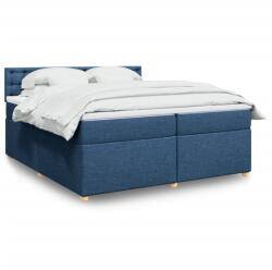 vidaXL kék szövet rugós ágy matraccal 200 x 200 cm (3286807)