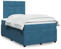 vidaXL sötétkék bársony rugós ágy matraccal 120x190 cm (3292290) - vidaxl