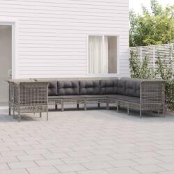 vidaXL 9 részes szürke polyrattan kerti ülőgarnitúra párnákkal (3187534) - vidaxl