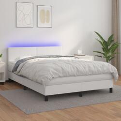 vidaXL fehér műbőr rugós ágy matraccal és LED-del 140x190 cm (3134100)
