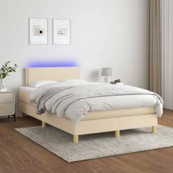 vidaXL krémszínű szövet rugós és LED-es ágy matraccal 120 x 200 cm (3133626)