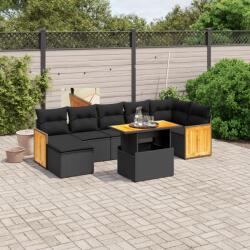 vidaXL 8 részes fekete polyrattan kerti ülőgarnitúra párnákkal (3274065)