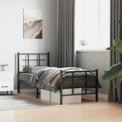 vidaXL fekete fém ágykeret fej- és lábtámlával 80 x 200 cm (355570)