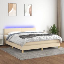 vidaXL krémszínű szövet rugós és LED-es ágy matraccal 160x200 cm (3133570)