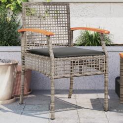 vidaXL 2 db szürke polyrattan és akácfa kerti szék párnákkal (366248)