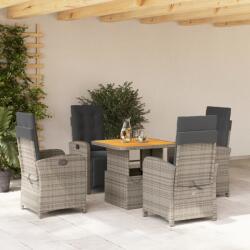 vidaXL 5 részes szürke polyrattan kerti étkezőgarnitúra párnával (3277340)