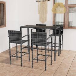 vidaXL 5 darabos szürke polyrattan kerti bárszett (3064844)