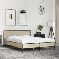 vidaXL sonoma tölgyszínű szerelt fa és fém ágykeret 140x190 cm (3280033)