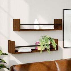 vidaXL 2 db barna tölgyszínű fali polc rúddal 60 x 16 x 14 cm (835438)
