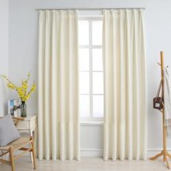 vidaXL 2 db krémszínű bársony sötétítőfüggöny kampókkal 140 x 245 cm (134518)