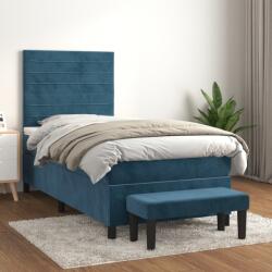 vidaXL sötétkék bársony rugós ágy matraccal 80 x 200 cm (3137873)