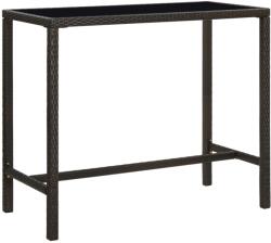 vidaXL barna polyrattan és üveg kerti bárasztal 130 x 60 x 110 cm (313460) - vidaxl