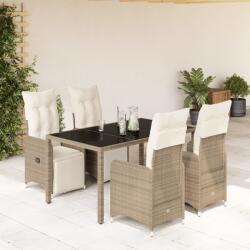 vidaXL 5 részes barna polyrattan kerti bisztrógarnitúra párnákkal (3277211)