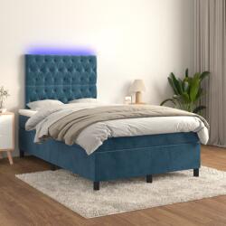 vidaXL sötétkék bársony rugós és LED-es ágy matraccal 120x200 cm (3136297)