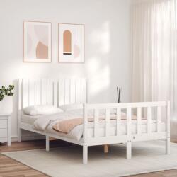 vidaXL fehér tömör fa ágykeret fejtámlával Small Double (3192917)