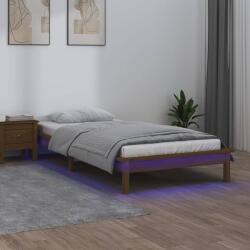 vidaXL mézbarna tömör fa ágykeret LED világítással 100 x 200 cm (820599)