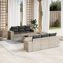 vidaXL 7 részes világosszürke polyrattan kerti ülőgarnitúra párnákkal (3254649)
