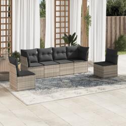 vidaXL 6 részes világosszürke polyrattan kerti ülőgarnitúra párnákkal (3217372)