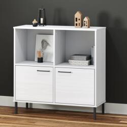 vidaXL OSLO fehér tömör fa könyvszekrény fém lábakkal 90x35x90, 5 cm (351017) - vidaxl