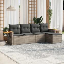 vidaXL 5 részes szürke polyrattan kerti ülőgarnitúra párnákkal (3226760)