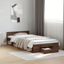 vidaXL barna tölgyszínű szerelt fa ágykeret fiókkal 90 x 200 cm (3280803) - vidaxl