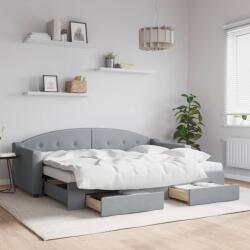 vidaXL világosszürke kihúzható szövet heverő fiókokkal 80 x 200 cm (3197561)