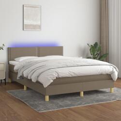 vidaXL tópszínű szövet rugós és LED-es ágy matraccal 140x190cm (3133633)