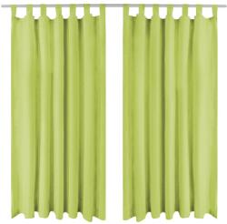 vidaXL 2 db zöld mikroszatén függöny karikákkal 140 x 245 cm (132224) - vidaxl
