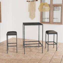 vidaXL 3 részes szürke polyrattan kerti bárszett párnákkal (3064818)