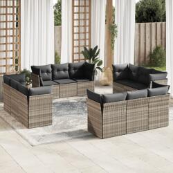 vidaXL 12 részes világosszürke polyrattan kerti ülőgarnitúra párnával (3249171)