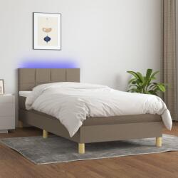 vidaXL tópszínű szövet rugós és LED-es ágy matraccal 90x200 cm (3133689)