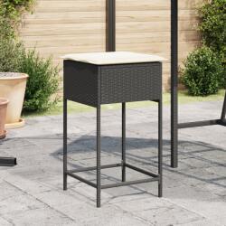 vidaXL 2 db fekete polyrattan kerti bárszék párnával (368317)