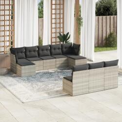 vidaXL 10 részes világosszürke polyrattan kerti ülőgarnitúra párnákkal (3250131)
