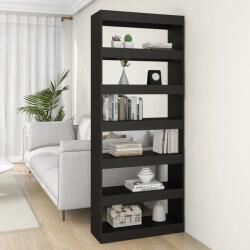 vidaXL fekete szerelt fa térelválasztó könyvszekrény 80x30x198 cm (811728)