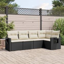 vidaXL 5 részes fekete polyrattan kerti kanapészett párnákkal (3220125) - vidaxl