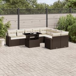 vidaXL 10 részes barna polyrattan kerti ülőgarnitúra párnákkal (3267503)