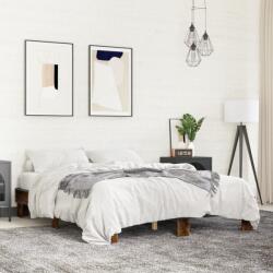 vidaXL füstös tölgy színű szerelt fa és fém ágykeret 150 x 200 cm (3280234)