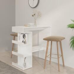 vidaXL magasfényű fehér bárasztal tárolópolccal 100 x 50 x 101, 5 cm (809455) - vidaxl