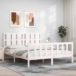 vidaXL fehér tömör fa ágykeret fejtámlával King Size (3192237)